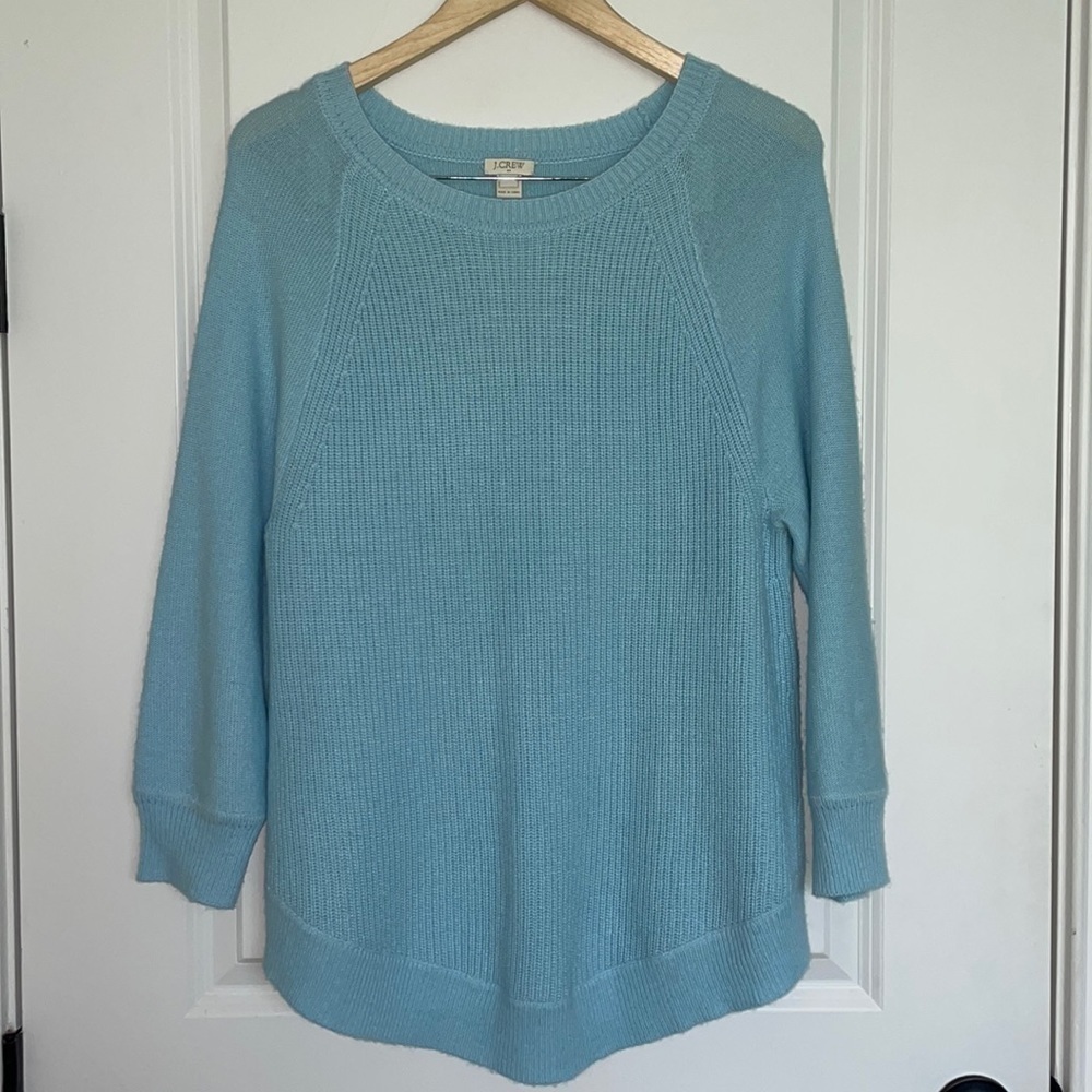 J. Crew Women’s Crewneck Cable Knit Tunic Sweater Light Blue M